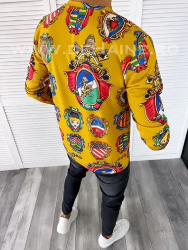 Bluza barbati mustar slim fit din silon B7661 O1-4.3